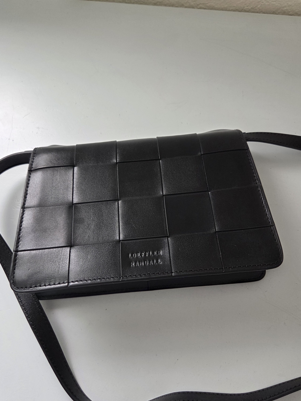Loeffler Randall Delphine Black Woven Leather Crossbody Bag - Picture 10 of 13